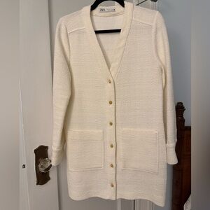 Zara Cream Button-Up Blazer Dress